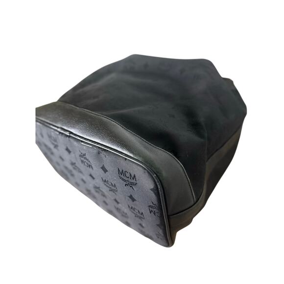 Vintage MCM Bag Black Nylon with Leather Trim Visetos Drawstring Bucket Bag - Picture 10 of 15